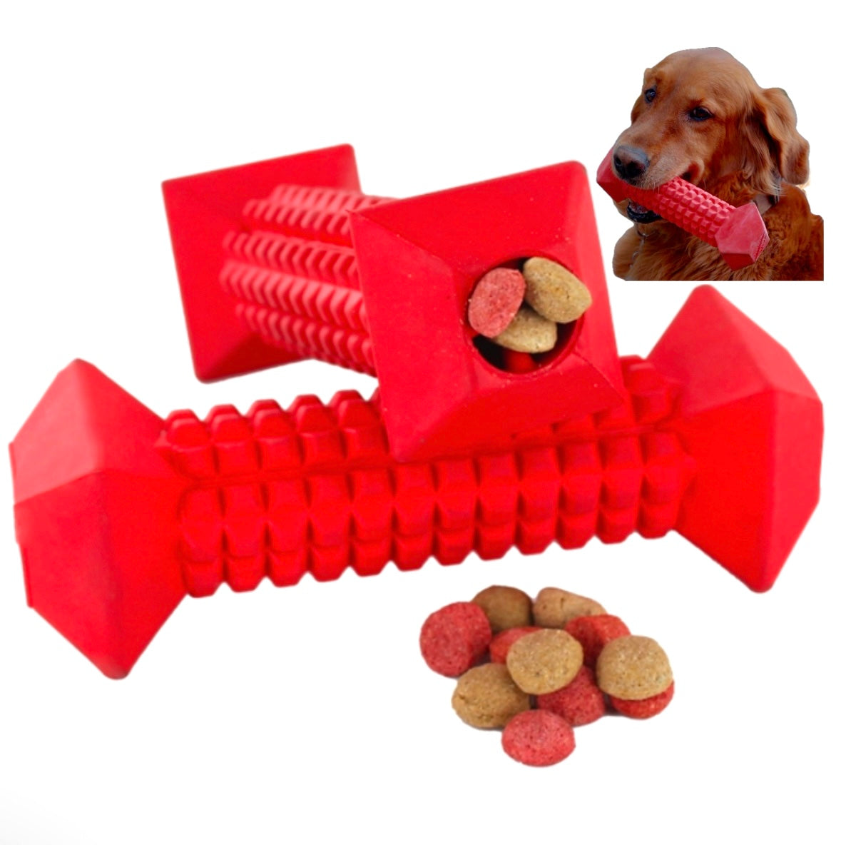 Large dog bone toy for aggressive chewers with treat dispenser – durable rubber chew toy for large dogs.