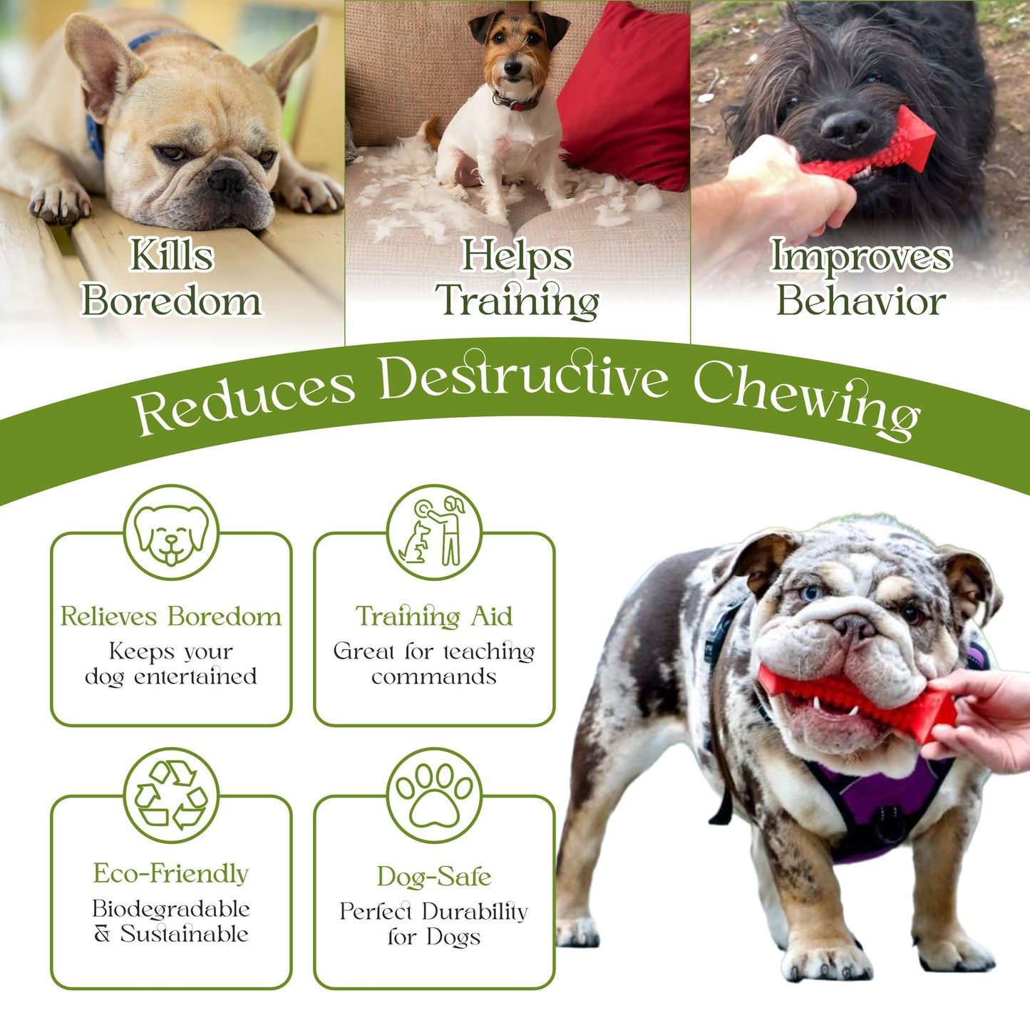 Dog Chew Toys for Aggressive Chewers – Tough Chew Toys for Dogs with Treat Dispenser  - Chew Bones for Large Dogs