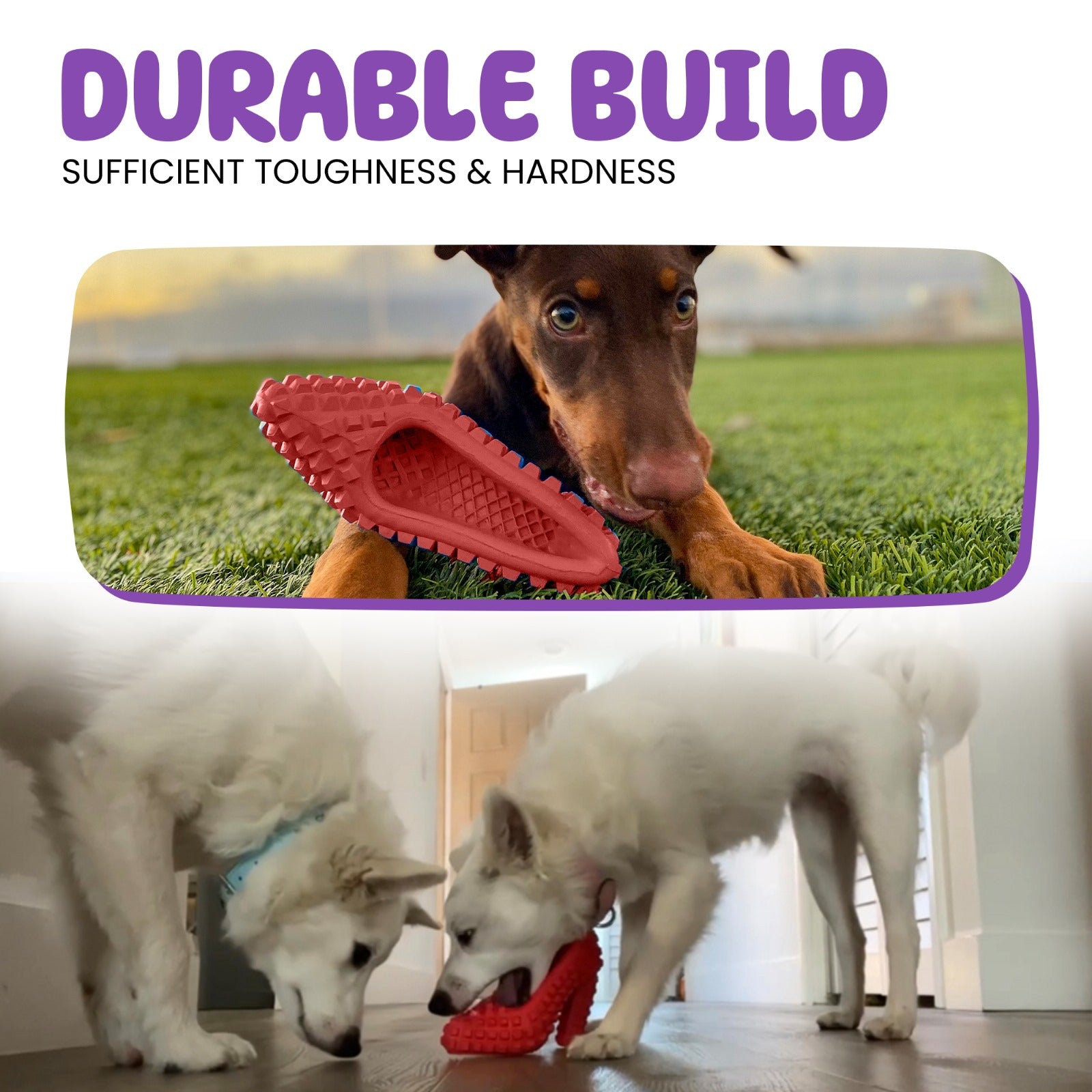 Dog chew toy for power chewers - reduces boredom and protects gums
